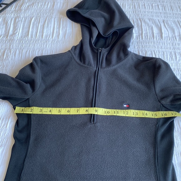 Tommy Hilfiger long sleeve black fleece hoodie with zippered front. Extra Small. - Picture 11 of 15